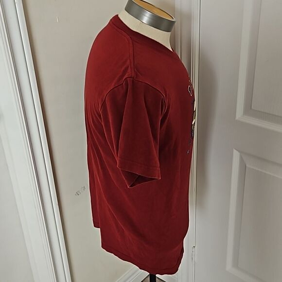 Vintage Unisex Panama City Logo Short Sleeves Cotton T-Shirt Medium Burgundy - Picture 5 of 16